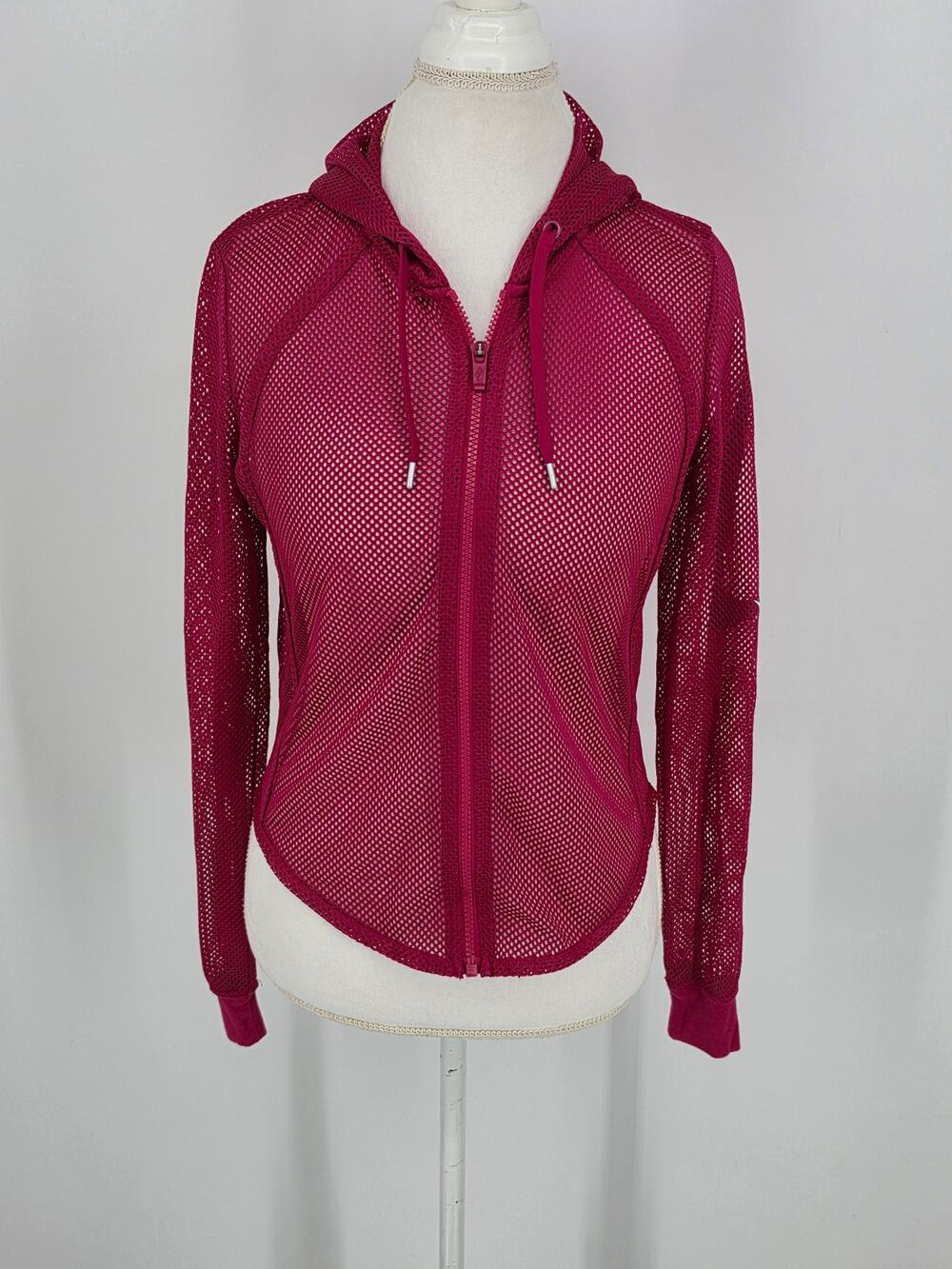 Nike Womens Size S Maroon Full Zip Hoodie Mesh Jacket Breathable Back Pocket